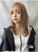 ミルクティーベージュダブルカラーハイトーンレイヤーカット韓国