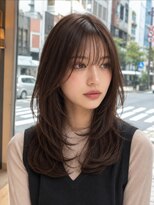ダル 渋谷/表参道(DAL.)&nbsp;くびれミディ/ダークブラウン/韓国レイヤー／ミディアムレイヤー