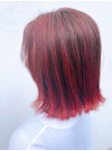 チェリーピンクのバレイヤージュ　ボブスタイル