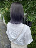 ラベンダーブルー×切りっぱなしボブ