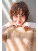 ショート＃くびれヘアアプリコットオレンジハイライトカラー