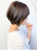 20代30代ショートココアブラウン小顔美肌ストレート丸み