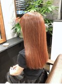 ▼30代ロング シャイニーオレンジ 艶カラー(ブリーチなし)