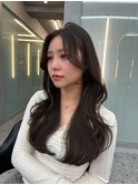 博多/韓国ヘア/センター分け/暗めカラー/レイヤーカット/顔周り