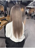 ダブルカラーロングハイトーン30代ミルクティーベージュ艶髪