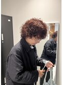 外国人風カーリーパーマ×オレンジブラウン