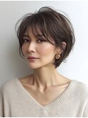 白髪ぼかし脱白髪染め似合わせショートボブ40代50代60代