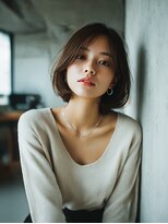 ロッソ 大橋店(Rosso) 流し前髪のナチュラル丸みボブ【大橋】