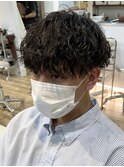 波巻きスパイラルツイストスパイラルパーマツーブロックパーマ