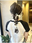 ヘアアレンジ名古屋ヘアセットお呼ばれヘア編み下ろし/中西