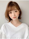 結べるボブレイヤーカットウェーブパーマ前髪斜めバング美髪