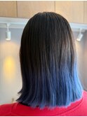 ネイビーカラー×切りっぱなしボブ