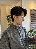 黒髪ツーブロックマッシュショート束感ビジネスモテ髪