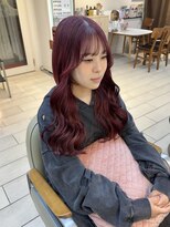 テトラ バイ ネオリーブ 横浜西口店(tetra by neolive)&nbsp;ハイトーン　ワインレッド　ケアブリーチ一回　ロング　横浜★