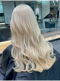 17006抜きっぱなしブロンドボブレイヤーカットホワイトブロンド