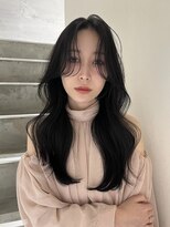 ヨーク(YOKE)&nbsp;ロングレイヤーフェイスレイヤーくびれヘアグレーブラウン