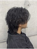 センターパートウルフツイストスパイラルパーマ縦落ちスパイラル