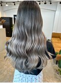metallic gray balayage