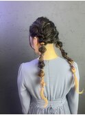 ツインアレンジ結婚式ヘアセット池袋韓国ヘア