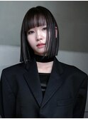 ボブ前髪カット韓国ヘア暗めカラー_F20581