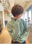 白髪ぼかしハイライト/絶壁解消/ひし形大人ショートボブ/聖