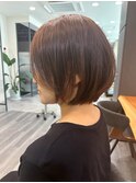 大人ラフウェーブ20代30代40代ボブブラウンスウィングショート