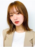 くびれボブミニウルフ透明感イエローアッシュグレージュカラー