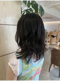 30代20代ミディアムウルフパーマくびれひし形抜け感