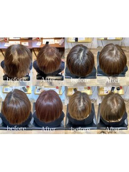 黒髪・暗色でも美しい透明感◎髪の再生も同時にできるからみずみずしい質感に♪グレイカラーもお任せ下さい