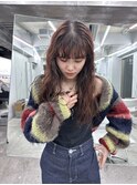 ゆるウェーブニュアンスパーマロングレイヤーシースルーバング
