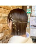 ボブ訪問着お着付けヘアセット 華やか髪飾り 着物 ドレス 結婚式
