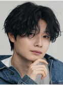 原宿波巻きパーマメンズパーマツイスパセンターパートウルフ30代