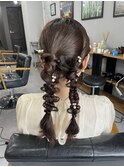 【WAVY hair set】ツインの編みろしスタイル