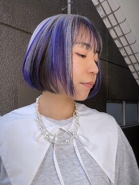 イエナ 渋谷(IENA) ダークラベンダーグレージュレイヤーボブケアブリーチ