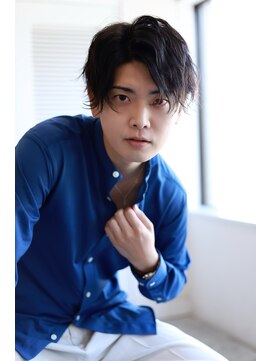 ソイクフ 高田馬場店(SOY-KUFU) MEN'S HAIRアッシュブラックのウルフカルマパーマ