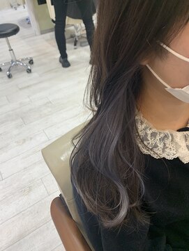 ソワン ドゥ ブレス 立花店(soin de brace) ラベンダーアッシュ×インナーカラー×デザインカラー/小顔