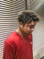 メンズ　カット　パーマ ハイライト　ツイストスパイラルパーマ
