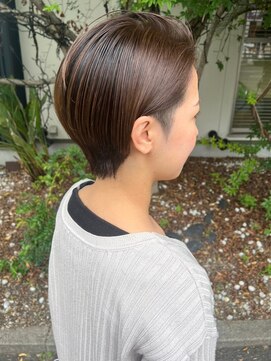 ナカオコアフュール(NAKAO COIFFURE) ツーブロックショート　チョコレート　ブラウン　艶髪