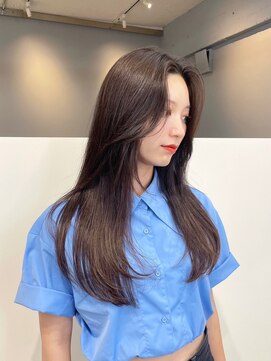 ノク 渋谷(nok) レイヤーカット_くびれヘアアプリコットオレンジ