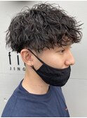 ツイストスパイラルパーマメンズパーママッシュウルフフェード