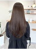 ロングローレイヤー×艶ブラウン
