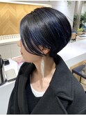 大人ツーブロックショート/ネイビーハイライト武蔵小杉/自由が丘