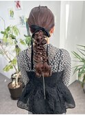 編みおろしお呼ばれヘアアレンジ