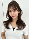 顔周りカット 韓国くびれヘア 10代 20代 ブラウンベージュ 艶髪