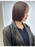 ボブラインボブベージュカラー艶カラーパツっとライン