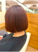 20代/30代/暖色ブラウン×丸みボブ