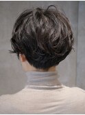 ショートボブ襟足甘め刈り上げパーマ動き毛流れ乾かすだけ