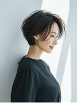 ハピネスフィール 宇治店(Happiness FEEL)&nbsp;センターパートミセスショートボブ黒髪