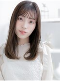 暗髪ダークブラウン小顔ワンカールストレートレイヤー20代c8上尾