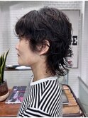 ミルクティーブロンド/ダークブルー/デジタルパーマ/横浜